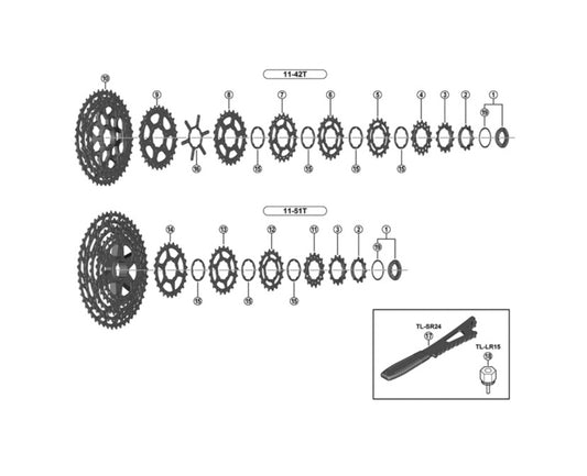 Shimano CS-M8000 sprocket wheel 11T built in spacer type