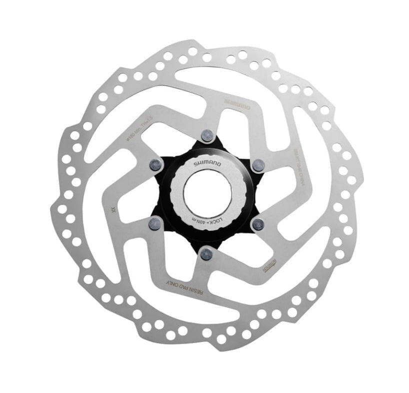 Shimano SM-RT10 Tourney TX Centre-Lock disc rotor, resin pad only, Int+Ext L/ring 160 mm