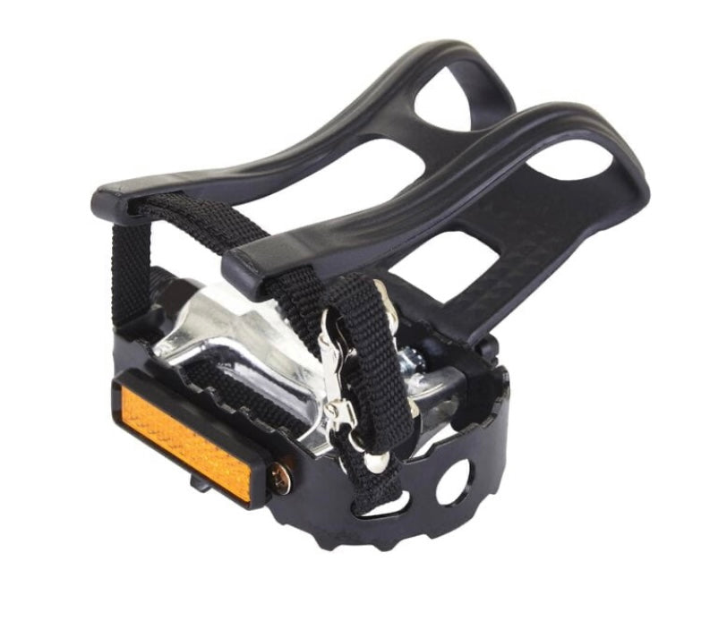M Part Essential Alloy pedals including toe clips and straps, 9/16 inch thread