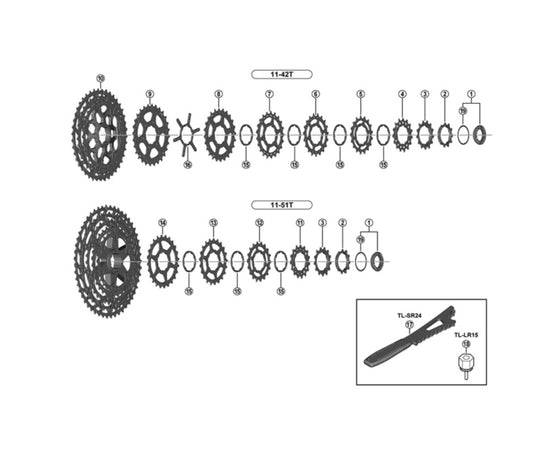 Shimano CS-M8000 sprocket wheel 13T built in spacer type