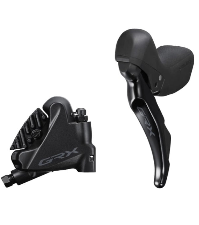 Shimano ST-RX400 GRX 2-speed STI bled with BR-RX400 flat mount calliper, left rear