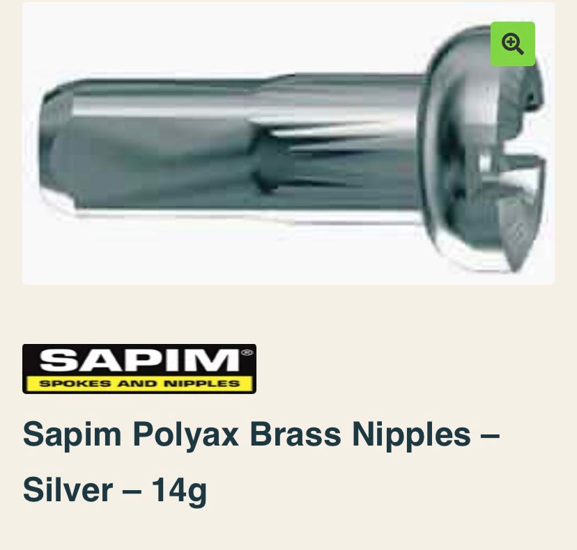 Sapim Polyax Brass Nipples – Silver – 14g