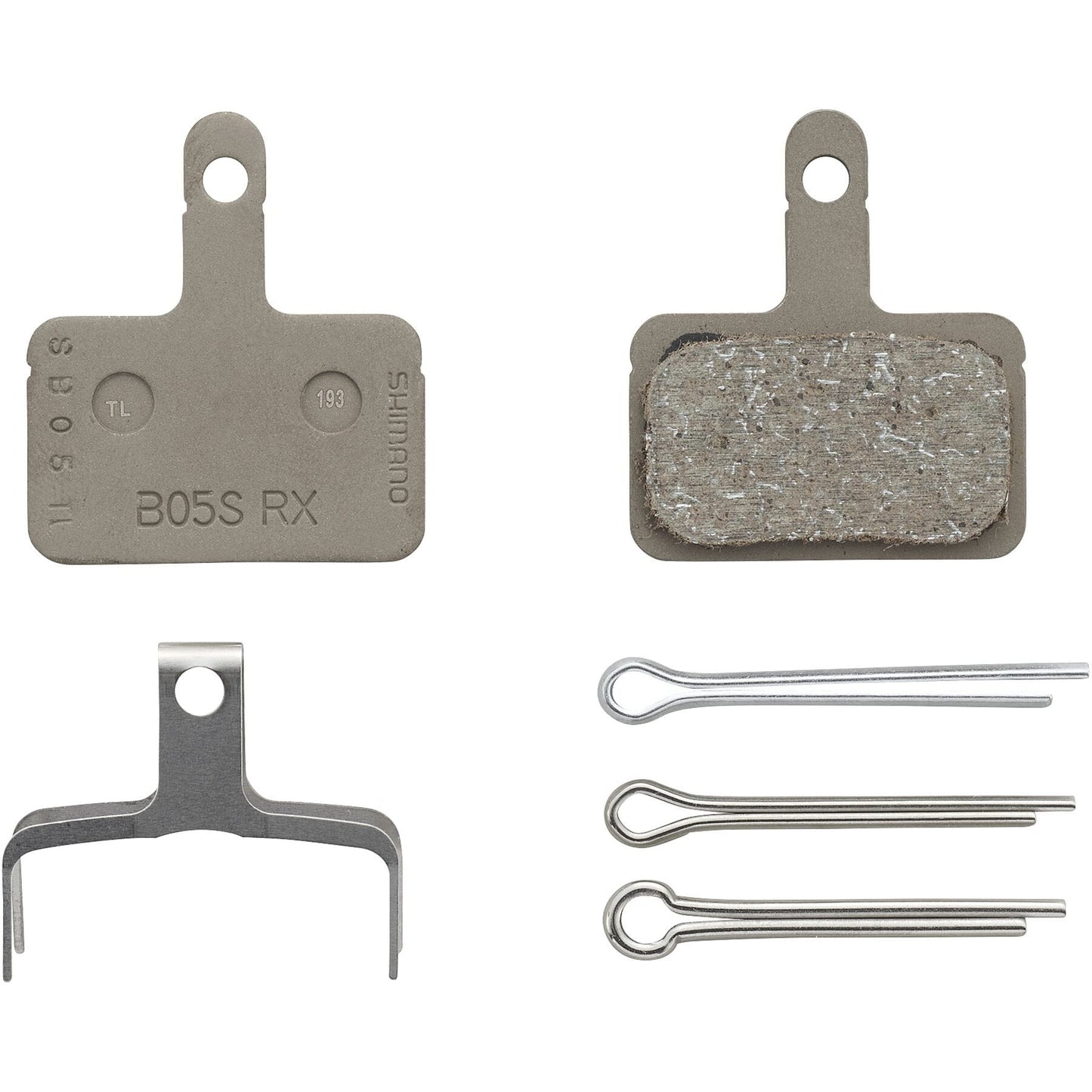 Shimano B05S disc brake pads and spring, steel backed, resin