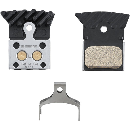 Shimano L04C disc pads and spring, alloy/stainless back with cooling fins, metal sintered